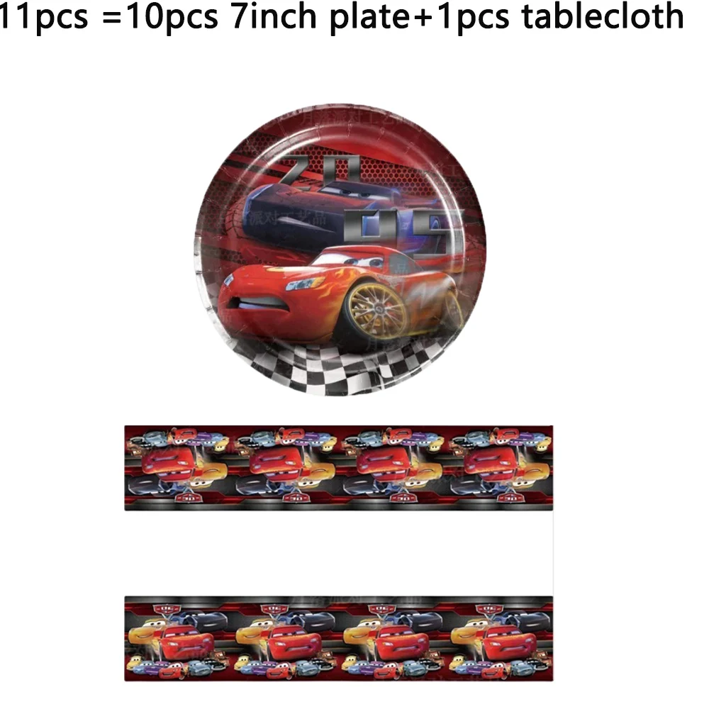Cartoon Rode Auto Thema Kinder Verjaardagsfeest Decoratie Wegwerp Servies Cartoon Auto Vlaggen Hangende Decoraties Placemats