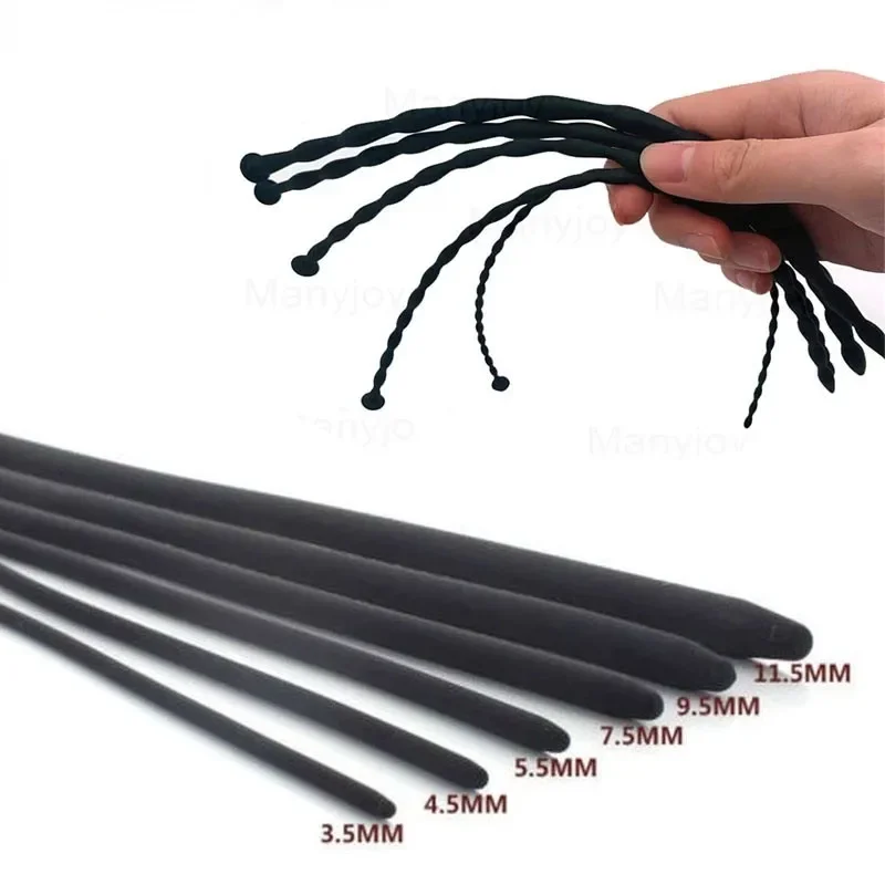 أسود 2 أنواع سيليكون أنبوب الإحليل موسع السبر لعبة استثارة القضيب إدراج الصوت مجرى البول التوصيل الحصان العين قضيب لعبة الجنس للذكور #1