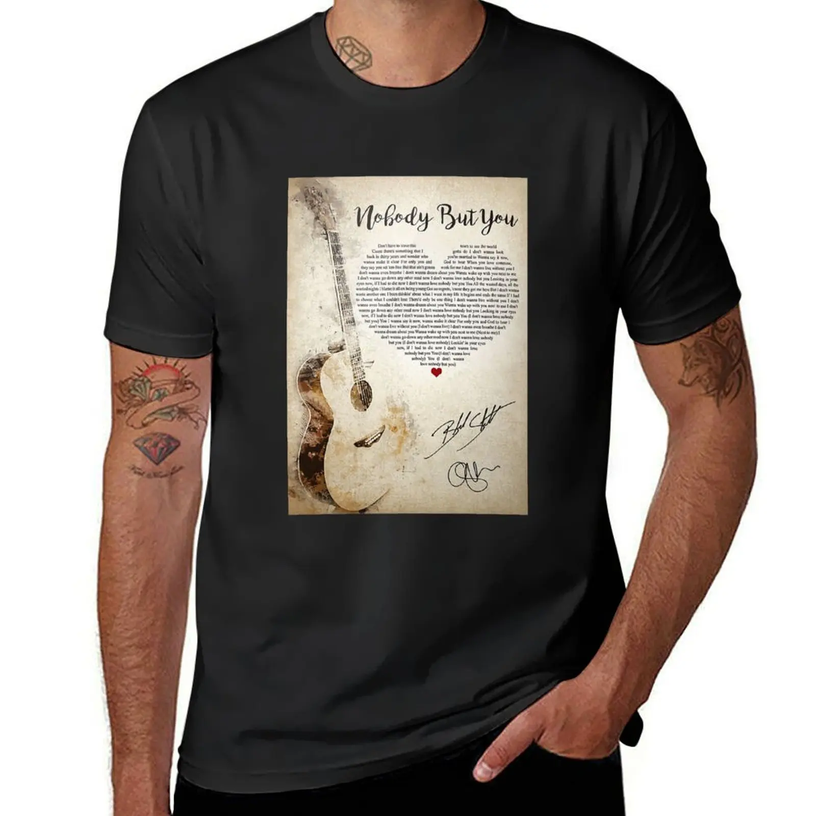 Nobody But You Lyrics Blake Shelton Signature Poster T-Shirt animal prinfor boys plus sizes Short sleeve tee men