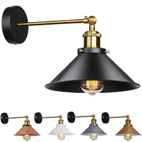 Retro Black Color Loft Industrial Wall Lamps Vintage Bedside Wall Light Metal Lampshade E27 Edison Bulbs 110V/220V