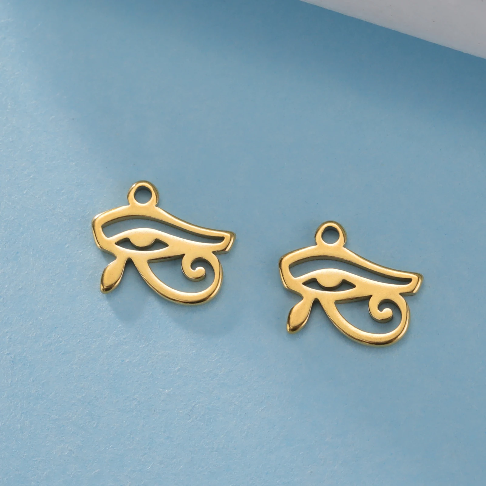 5pcs/lot The Eye Of Horus Ra Udjat Charms for Jewelry Making Stainless Steel Gold Color DIY Handmade Necklace Bracelet Pendants