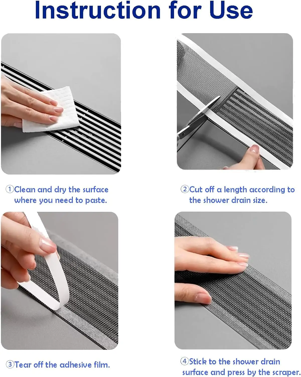 Shower Drain Hair Catcher Stickers Self-Adhesive Mesh Disposable with Drain Plug Strainer for Bathroom Kitchen Sink Accessory view 2