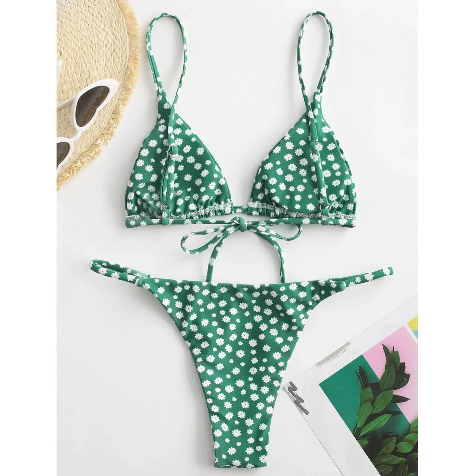 Bathing Suits Women Two Piece Shorts Set Women Push-Up Beachwear Swimwear Bandage Sunflower Bathing Suits For Women Bikini 수영복