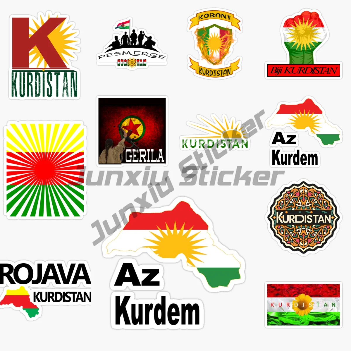 

KURDISTAN Flag Car Stickers Motorcycle Decals Laptop Trolley Case Stickers Office Supplies Stickers Scratch-Proof RV Car Styling