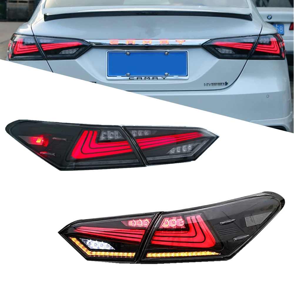 Inginuity Time LED Tail Lights For Toyota Camry 2018-2022 Sequential Taillight Start Up Animation Black Rear Lamps