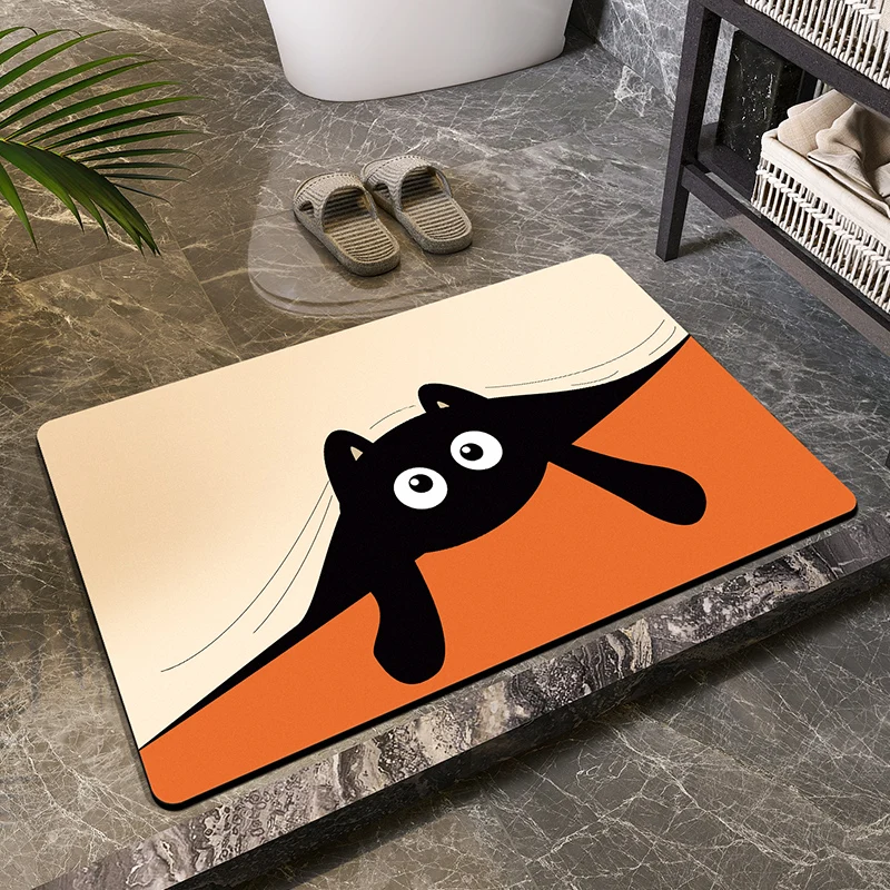 

Премиальный впитывающий коврик для ванной комнаты с диатомовой грязью, мультяшный коврик для двери туалета, нескользящий быстросохнущий коврик для ног, ковер для унитаза