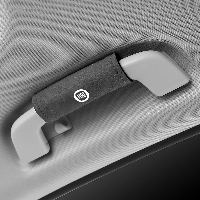 

Suede Car Door Pull Handle Cover For Fiat 500X 500L Tipo Ducato Panda Panda 500e, Luxury Touch Roof Handle Protector Accessories