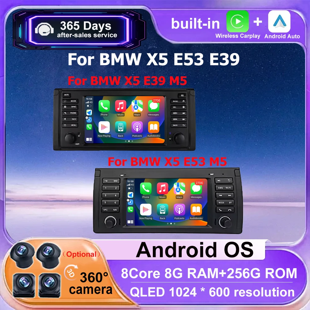 

Car Radio Stereo Multimedia Navigation GPS Video Player For BMW X5 E53 E39 Android 16 Auto WIireless Carplay Bluetoot DSP 7 Inch