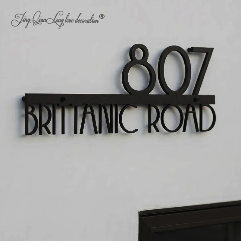 Custom Wooden House Number Sign Modern  Address Plaque For Luxury Home Exterior