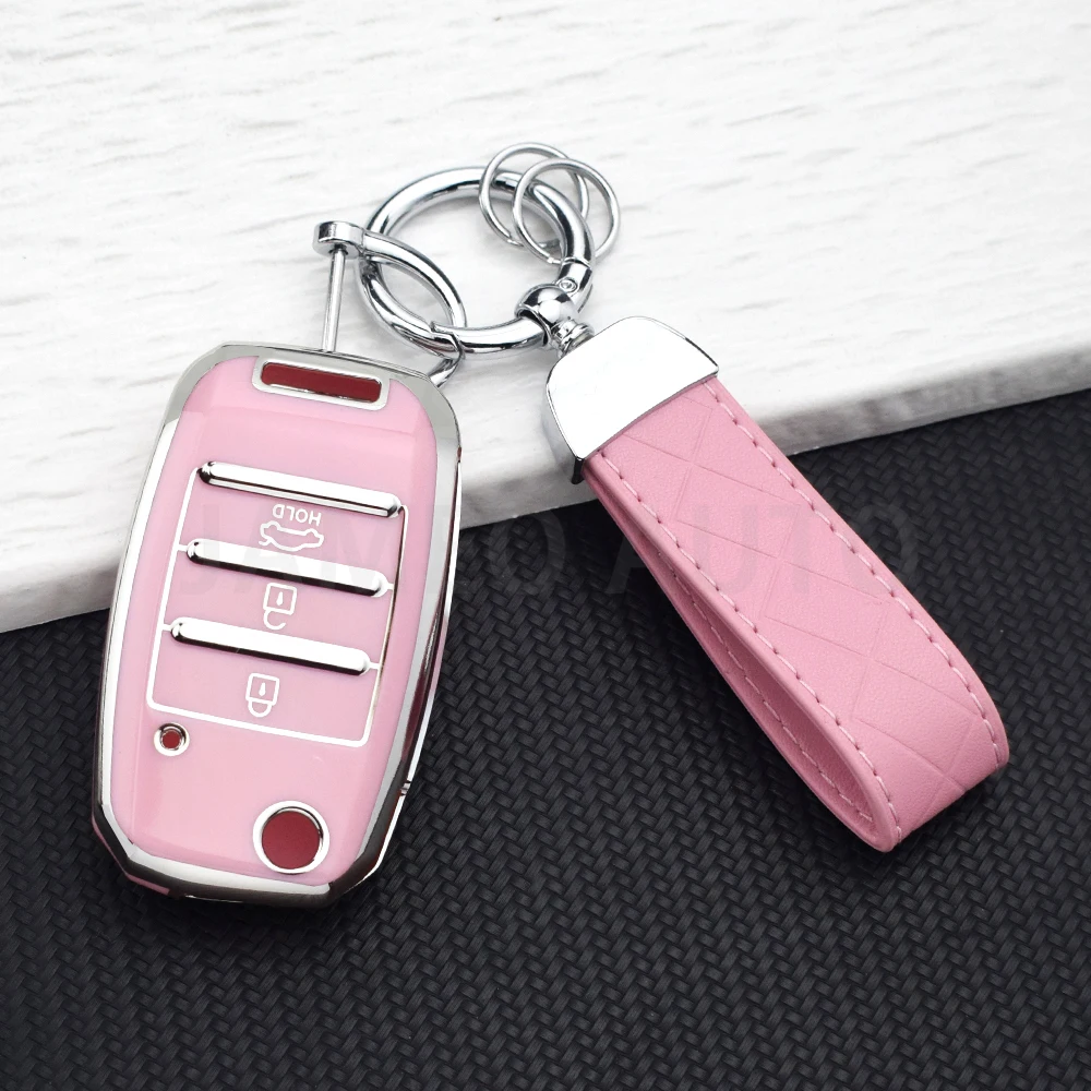Soft TPU Car Key Case Cover for Kia K5 Sportage K3 K2 Forte Rio Cerato Ceed Picanto Optima Sorento Stinger  Key holder KeyChain