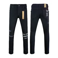 KSUBI Cross Jeans Men Classic Retro wash black Hole patch Fashion Trend Daily Casual Low Rise Stretch Skinny Jeans BrandPants