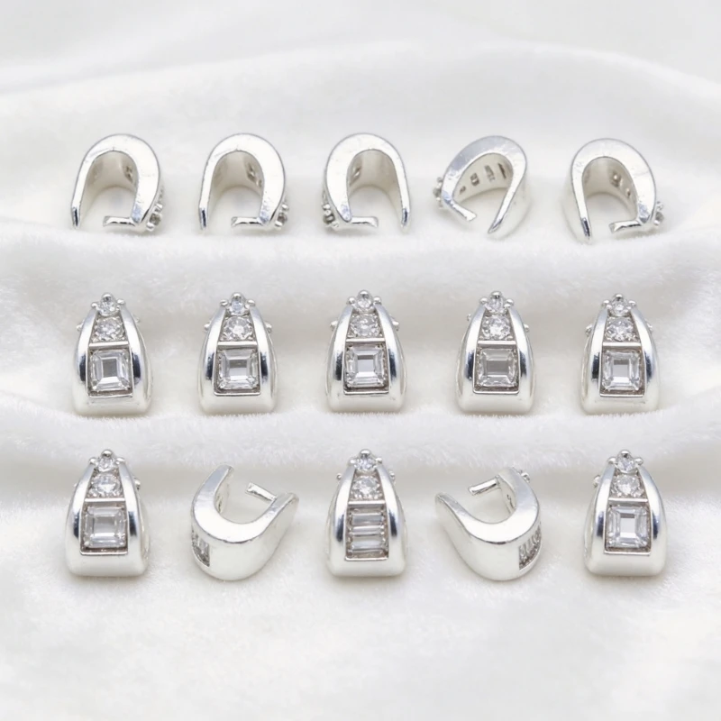 U4LF DIY Accessory Connector Set 10 Pieces, 6.5 x 6 mm Curved Clasp Part with Clear Inlay for Jewelry Making and Repair