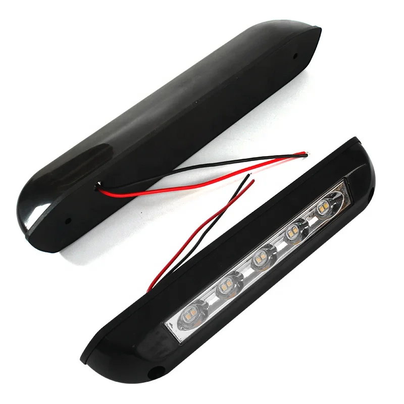 12V/24V 8W RV Lights with Holes Black Waterproof Exterior LED Light for Motorhome RV Outdoor Awning Lights