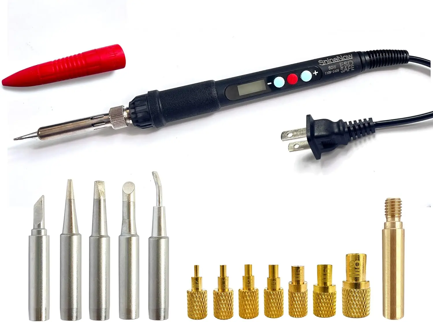 

60W Digital Soldering Iron with Heat Set Insert Tool, 7 Insert Tips and 5 Soldering Tips, Fahrenheit Celsius Convertible