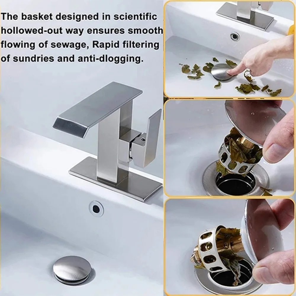 

Leak-Proof Stainless Steel Drain Stopper Press-Type Universal Sink Drain Rebound Drain Filter Drainage
