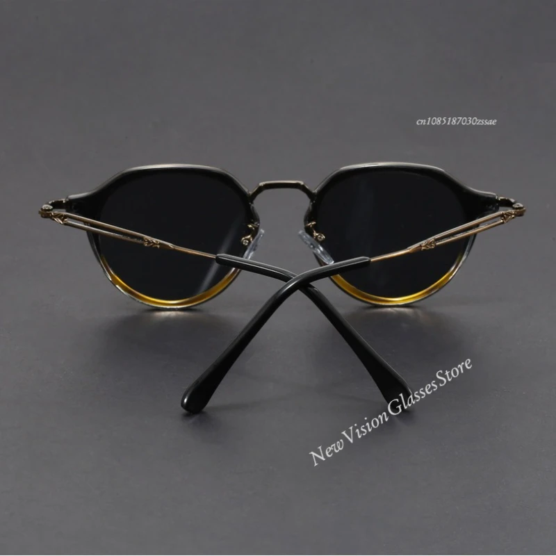 Retro Geometric Round Frame Simple Design UV Protection Men Women Polarized Sunglasses Customizable Prescription