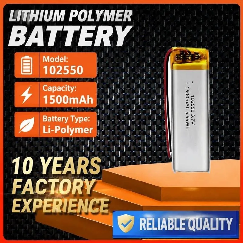 100pcs 102550 polymer lithium battery 1500mAh live broadcast sensor light, electric toy rechargeable battery 3.7V