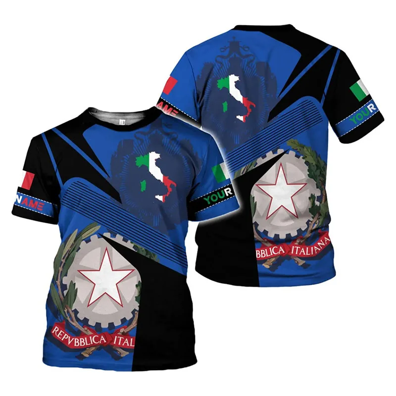 إيطاليا العلم مخصص اسم تي شيرت النساء ملابس للرجال اليومية الشارع موضة تي شيرت ثلاثية الأبعاد طباعة تصميم 2025 جديد الإيطالية فخر تي شيرت #5