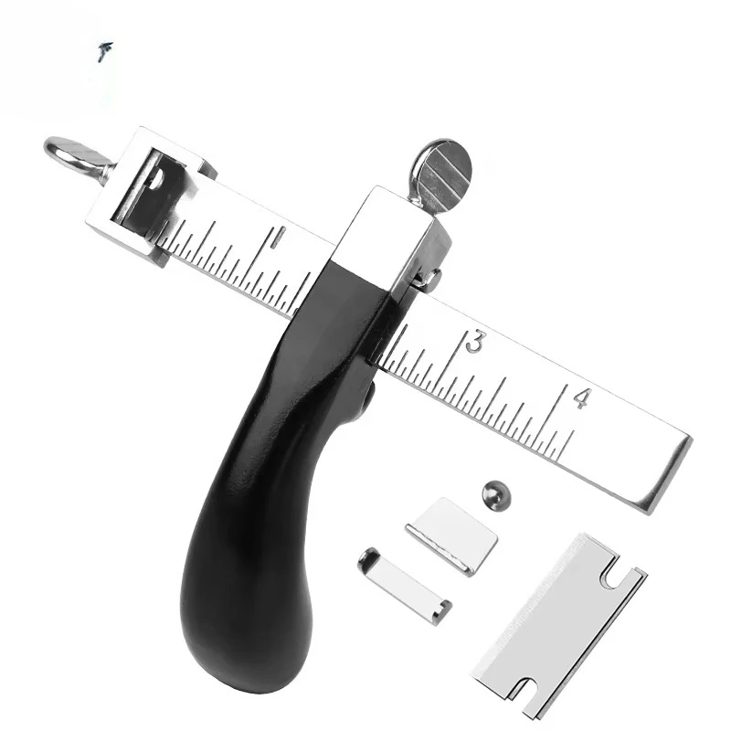 

Aluminium leather hand-cut tool strip and belt cutter with 3 blades