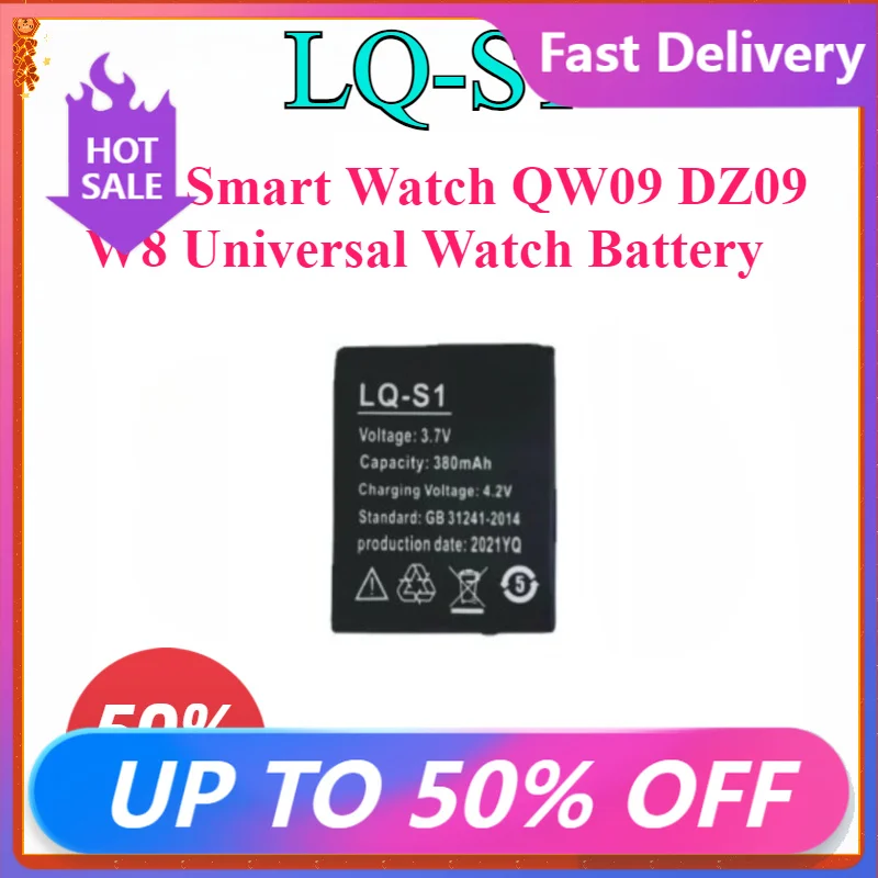 Nueva batería para reloj inteligente LQ-S1 3.7V 380mAh de litio recargable para reloj inteligente QW09 DZ09 W8, batería universal para reloj.