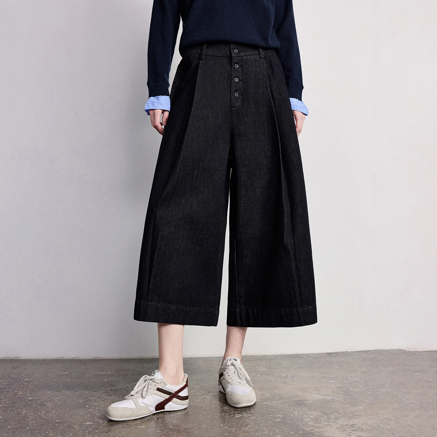 TOYOUTH Women Jeans 2026 Spring New Lyocell High Waisted Original Color Fashionable Wide Leg Cropped Pants