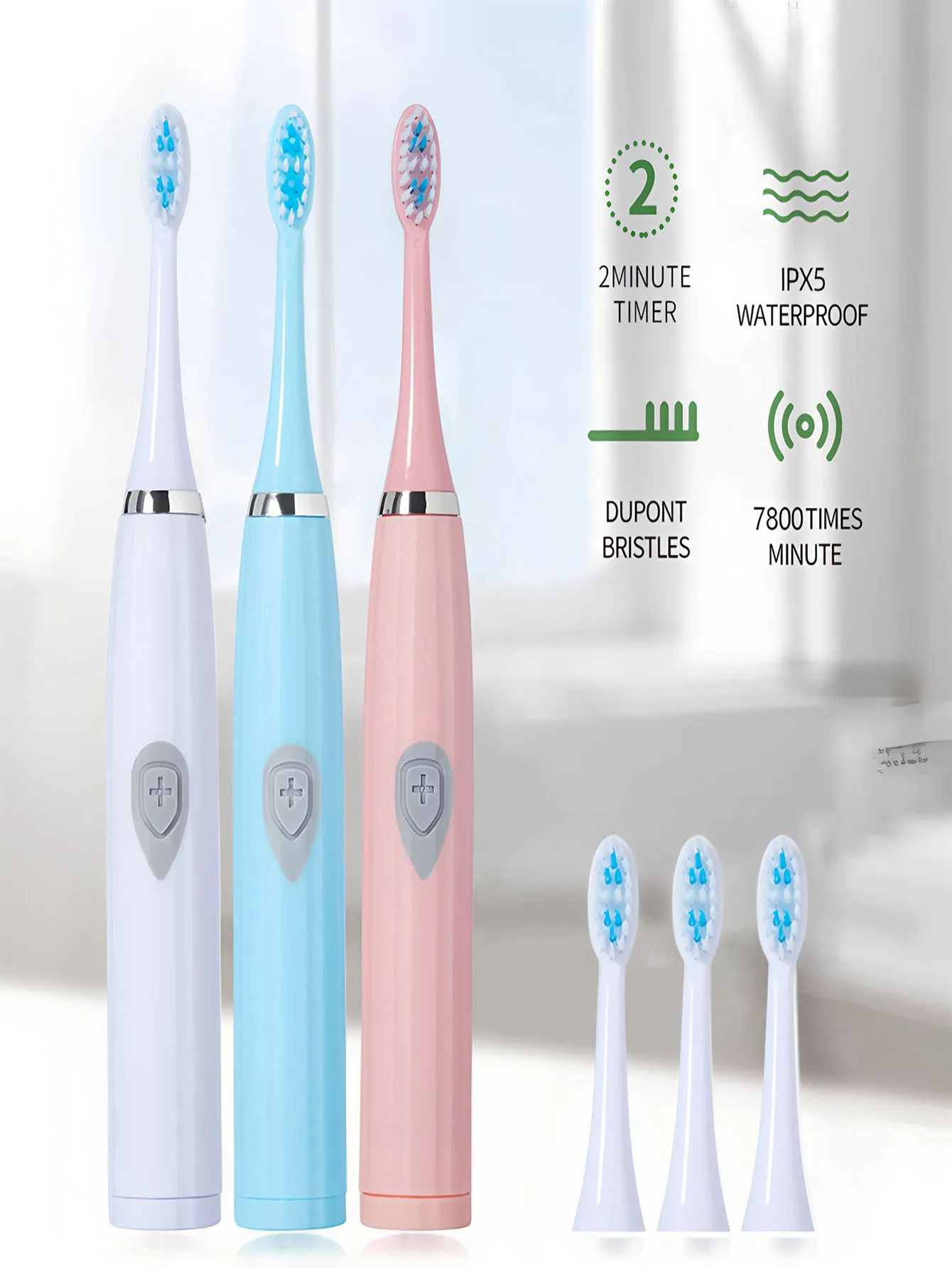 

Electric toothbrush adult automatic sonic set, suitable for both men and women, suitable for family or travel, brush head color