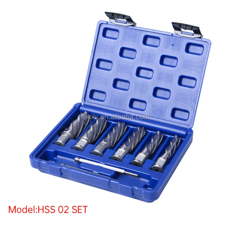 EKIIV HSS High Speed Steel M2 Magnetic Drill Bit Rail Annular Hole Pipe Core Cutter Bits Steel Hole Saw HSS Set 12-22MM