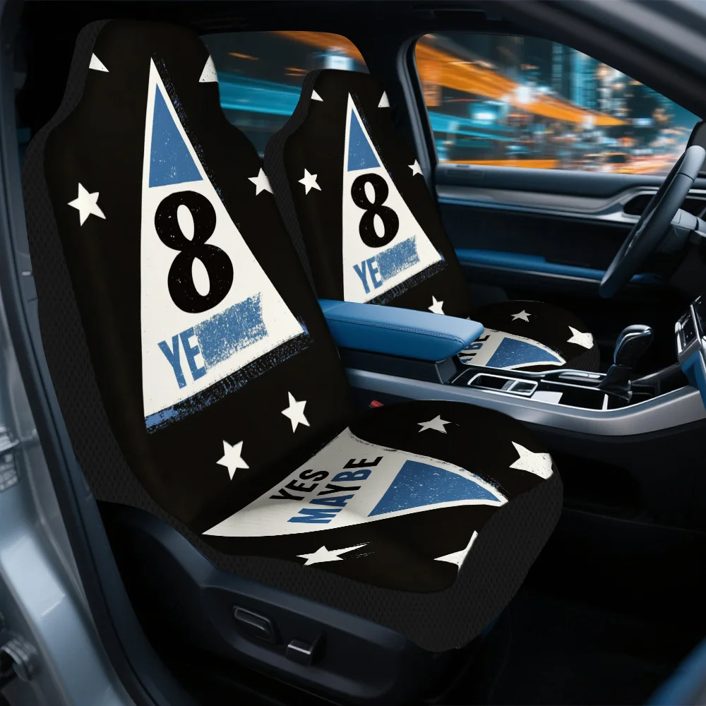 Set Of 2 Magic 8 Ball Themed Car Seat Covers – Universally Fitting, Stylish, And Durable Full Set For Front Seats, High-Quality