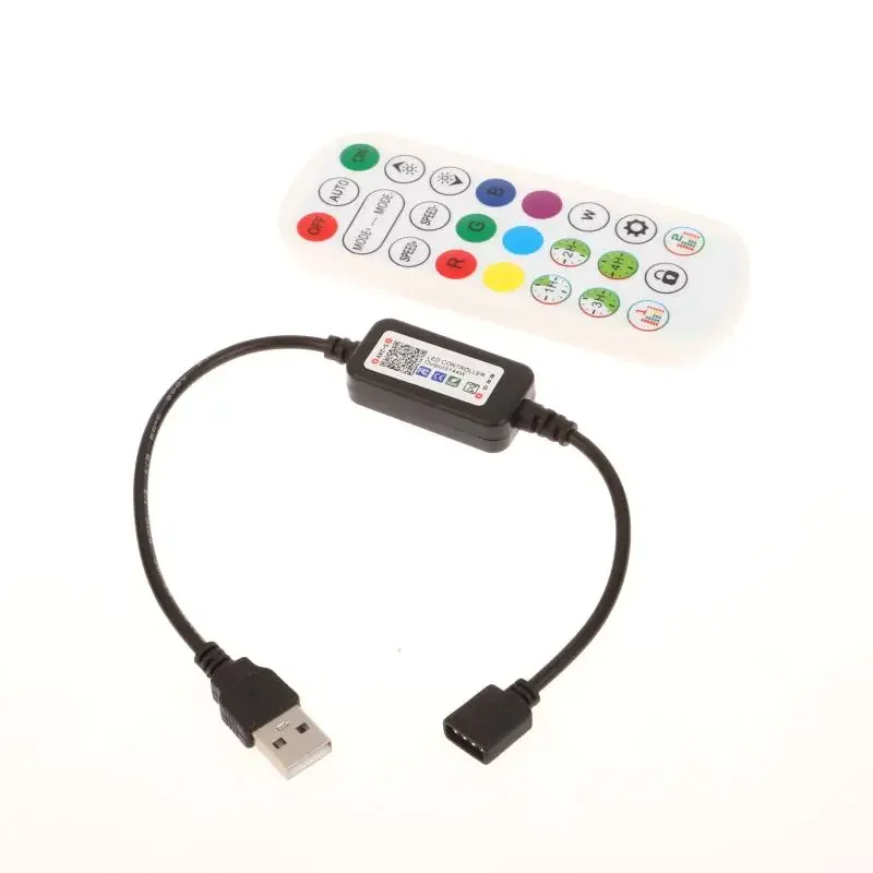 1 Juego de conector de tira de luz LED de colores RGB para Control de aplicación DC USB 5V-24V música cinta de luz colorida Mini controlador Bluetooth