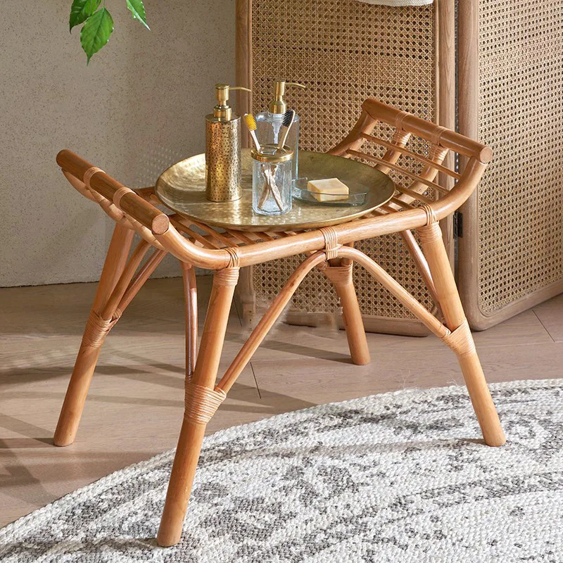 Rattan simple surprise wind pedal real rattan pedal square pedal retro natural rattan edge few bamboo