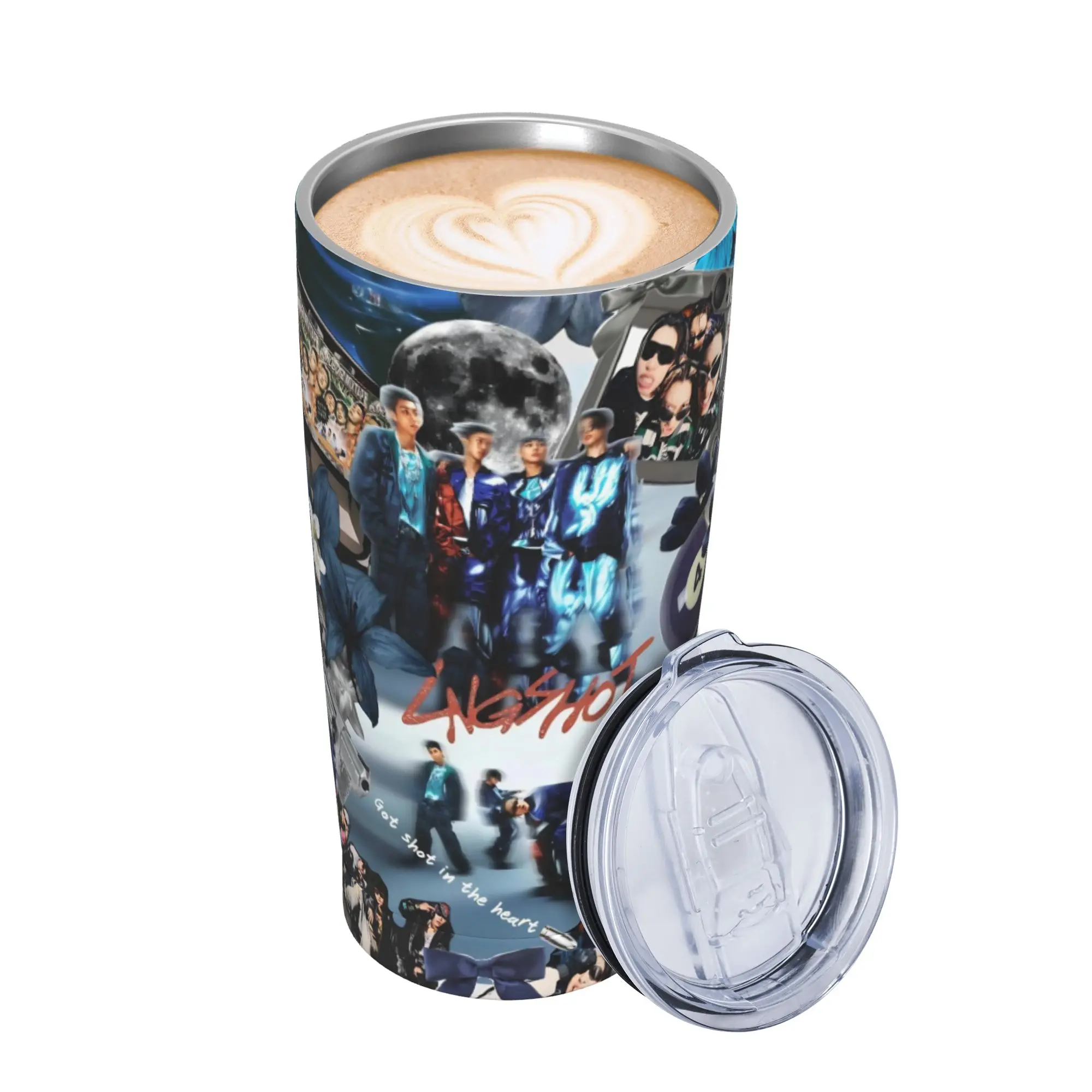 Kpop Group Lngshot  Tumbler Vacuum Insulated  Thermal Cup with Lid Straw Office Home Mug Water Bottle 20oz