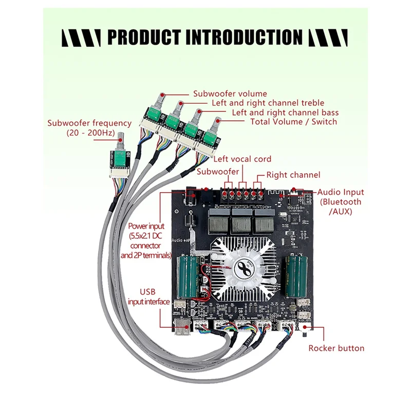 【2025 حديثًا】ZK-HT21 TDA7498E مضخم طاقة رقمي 2.1 قناة 160Wx2 + 220W وحدة مضخم طاقة الصوت بتطبيق بلوتوث