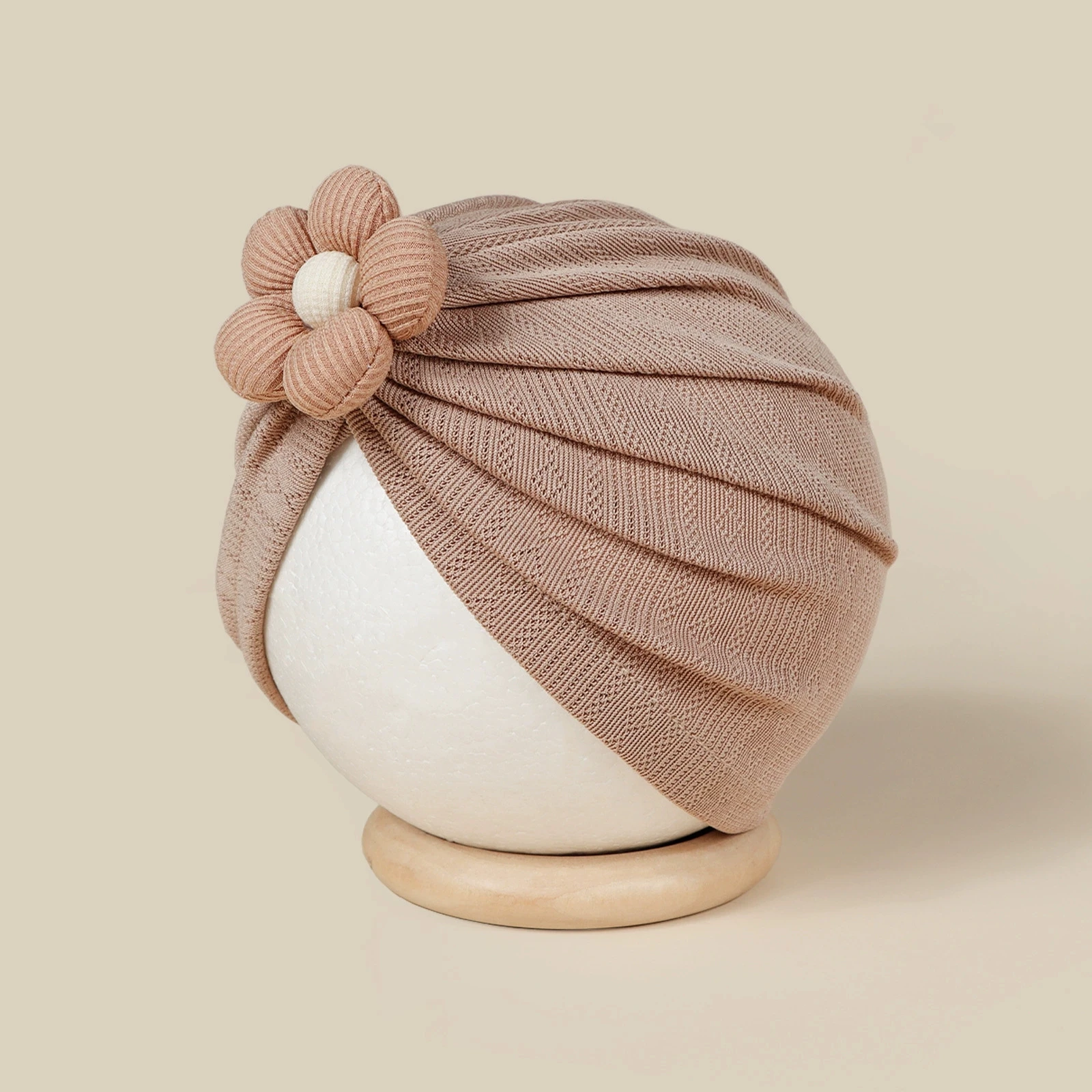 

Baby Hats Flower Cable Knit Turban Hat Newborn Fontanel Protection Kids Beanies Girls Hair Accessories Indian Cap Muslim Caps