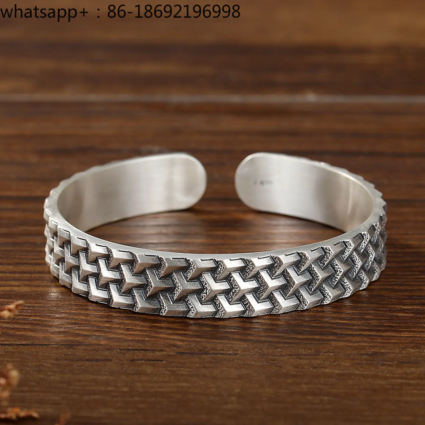Tang Xuanjia Silver Bracelet 999 Sterling Silver Men's Retro Open Solid Mountain Pattern Armor Foot Silver Bracelet
