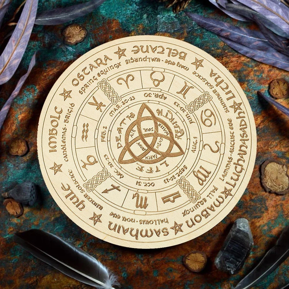 Wood Geometry Pallets Trays Jewelry Crystal Grid Display Stand Pendulum Board Divination Metaphysical Message Altar Supplies