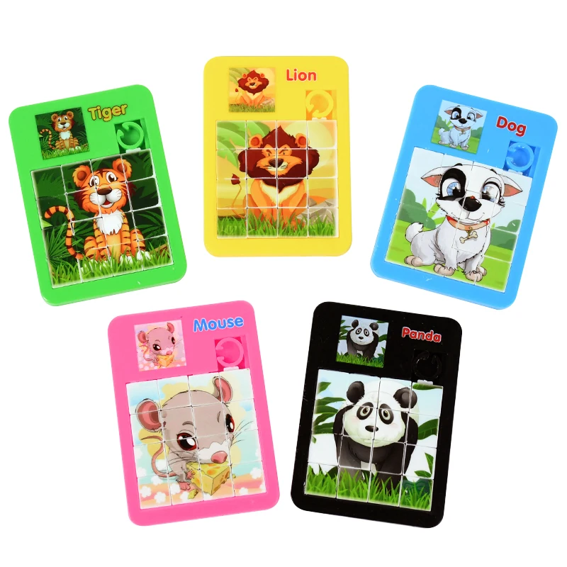 5Pcs Cartoon Animal Mini Puzzle Intellectual Toy Educational Puzzle Game School Kindergarten Kids Gift Reward Birthday Favor