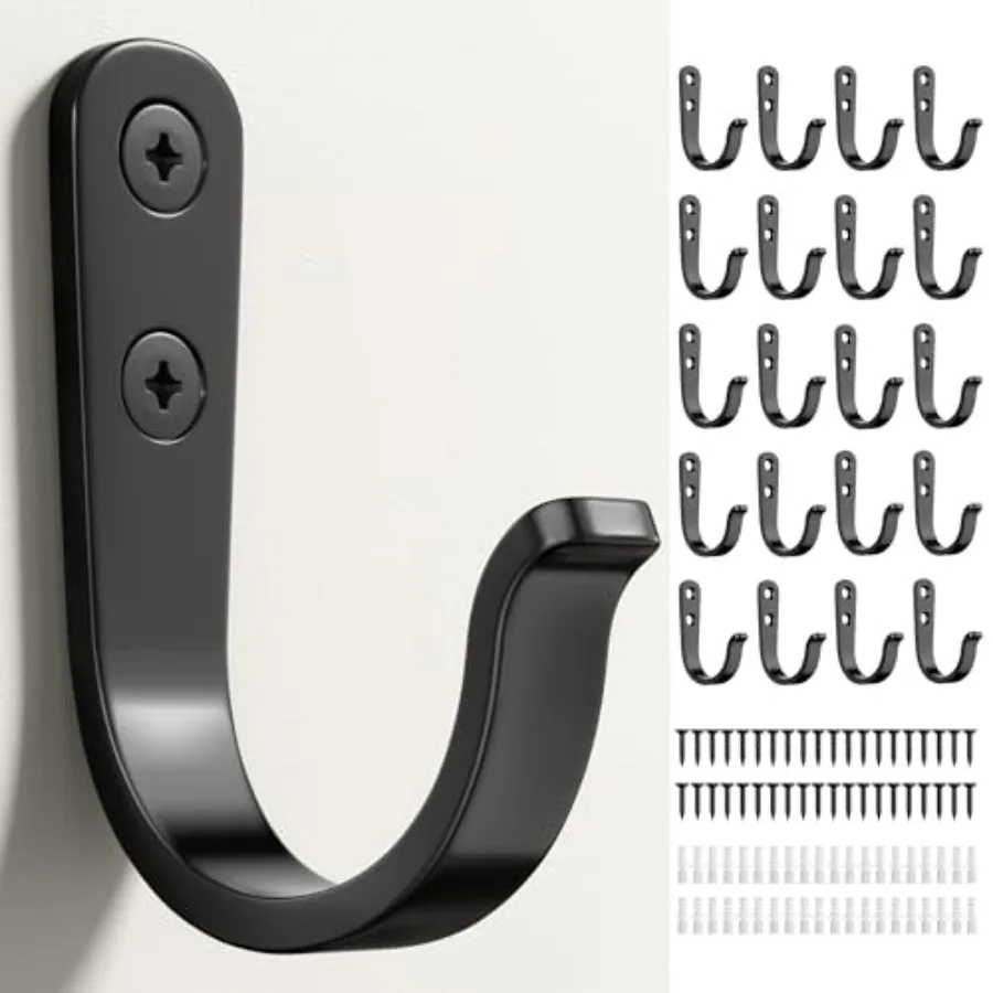 

20Pcs Wall Hooks for Bathroom, Kitchen, Closet, and Garage - Metal Hooks for Hanging Coats, Towels, Hats, Keys, Bags, and Coffe
