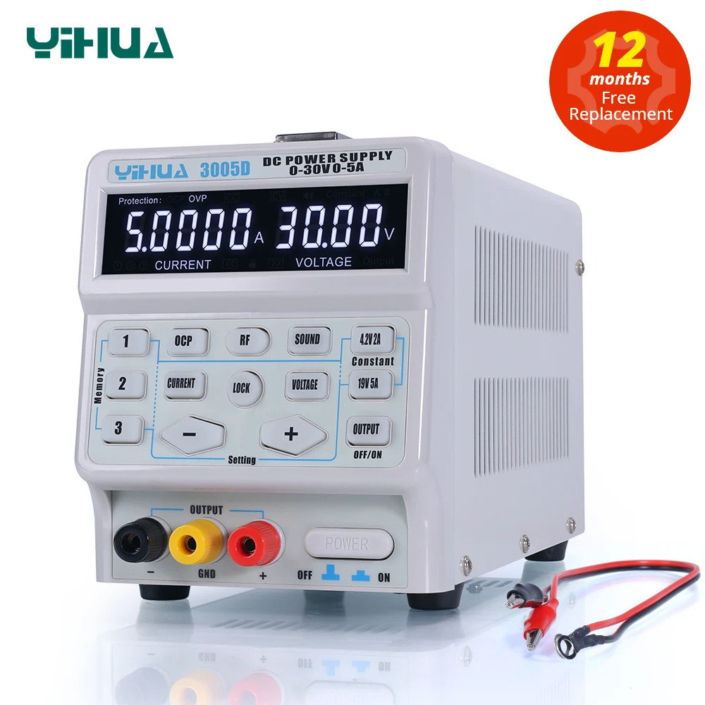 YIHUA 150W 3005D 5A 30V DC Regulowany zasilacz laboratoryjny Cyfrowy zasilacz impulsowy sterowany programowo