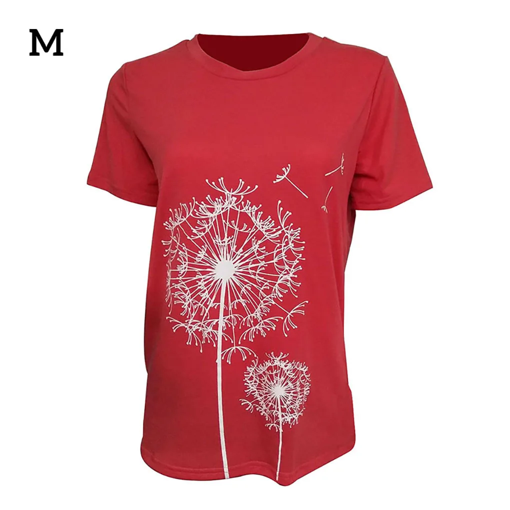 Camisas de cuello redondo para mujer, camisetas de manga corta estilo pissenlit ple, ropa con estampado de flores, accesorio de moda, gris oscuro M