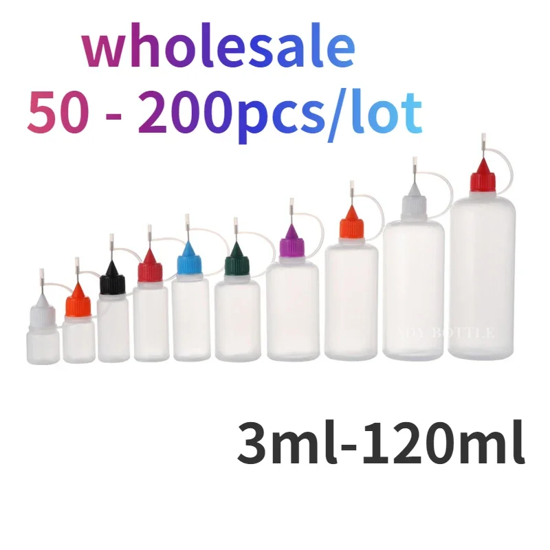 3ml-120ml Sharp-mouth Bottle Transparent Plastic Squeezable Needle Bottles Refillable Bottle Color Paste Bottle Dye Bottling