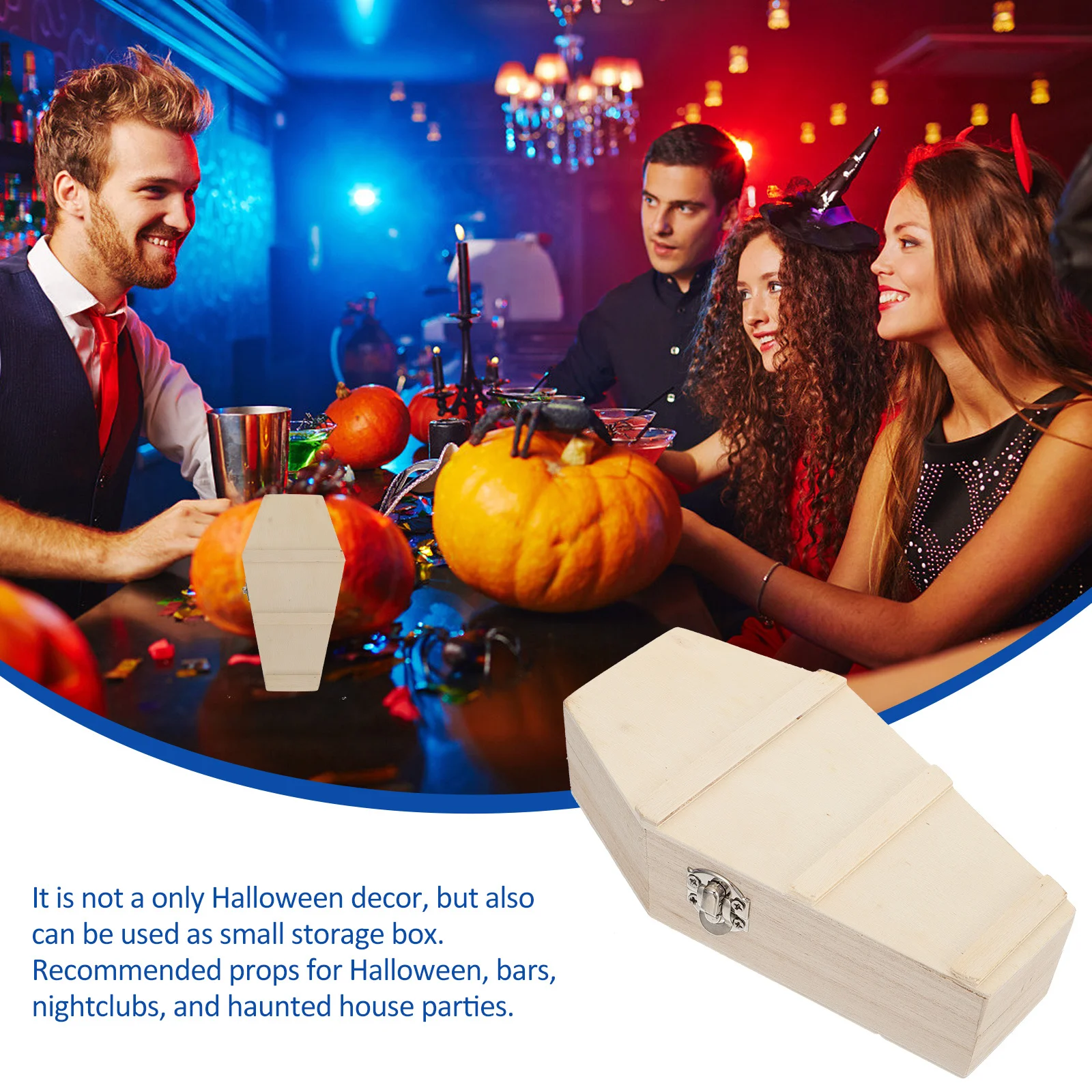 

Hexagonal Halloween Coffin Gift Box Candy Storage Wooden Case Mini Party Accessory Unique Spooky Treat Container DIY Decor