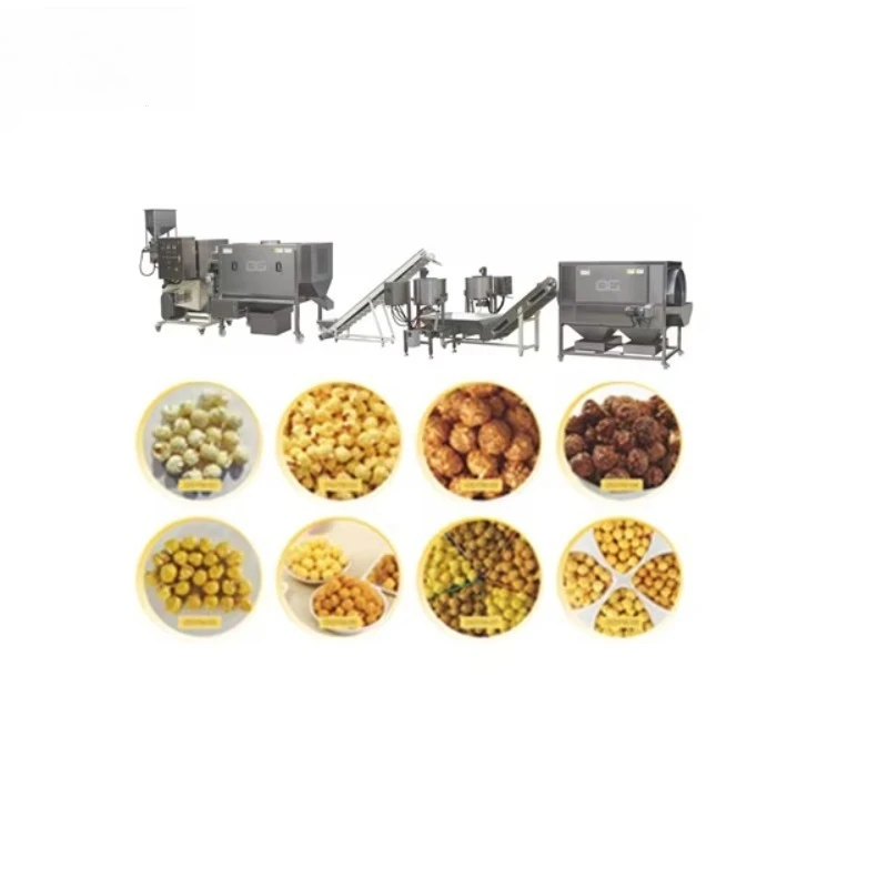 Commercial Full Automatic Kettle Corn Production Line Industrial Caramel Sweet Popcorn Machine Custom