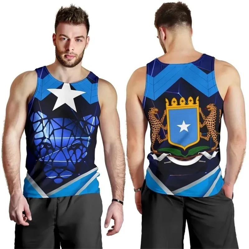 

Africa Somalia Flag Map 3D Print Tank Top For Men Clothes Dashiki Paisley Vest Casual Hawaiian Waistcoat National Emblem Boy Top