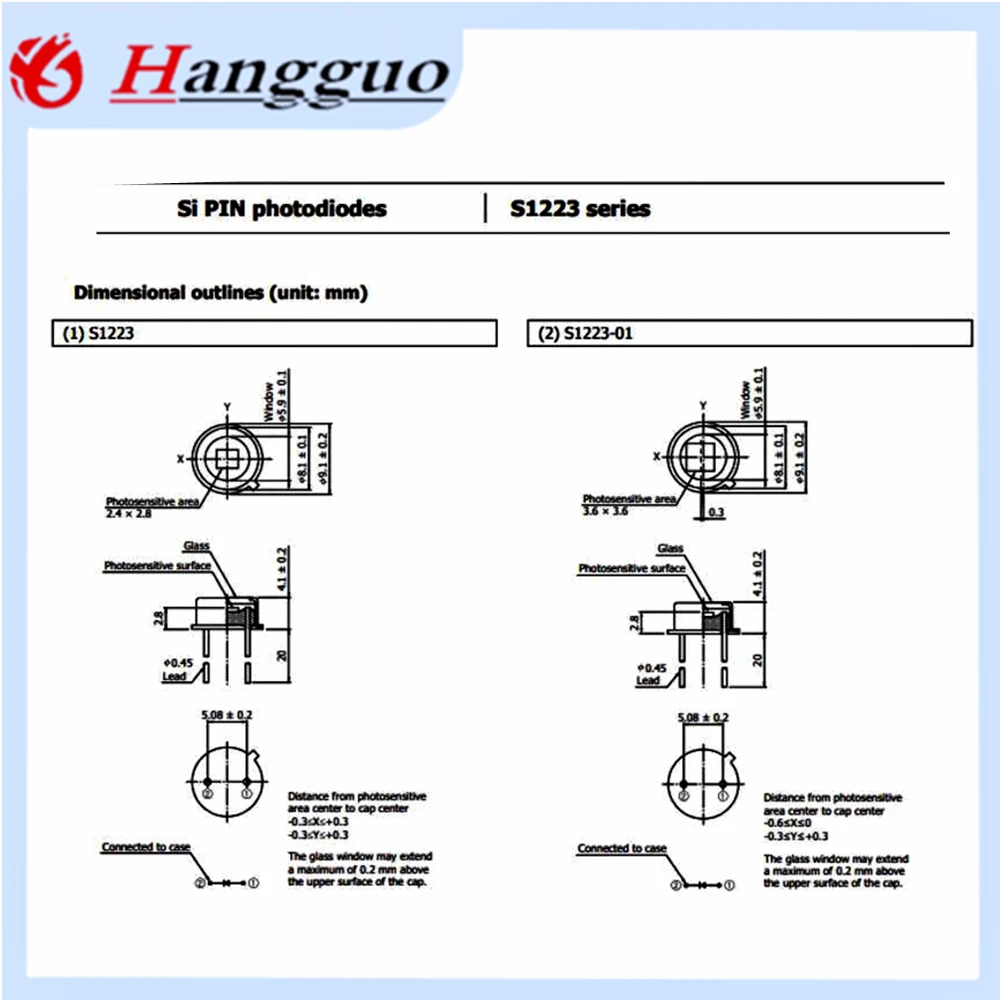1PCS/Lot S1223 S1223-01 DIP-2 Silicon PIN photodiode peak wavelength 960nm 320nm-1100nm high sensitivity