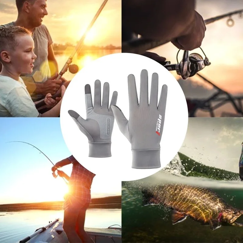 Summer Men Women Gloves Fishing Cycling Ice Silk Breathable Elastic Sun Protection Touchscreen Fitness Sports Driving Gloves