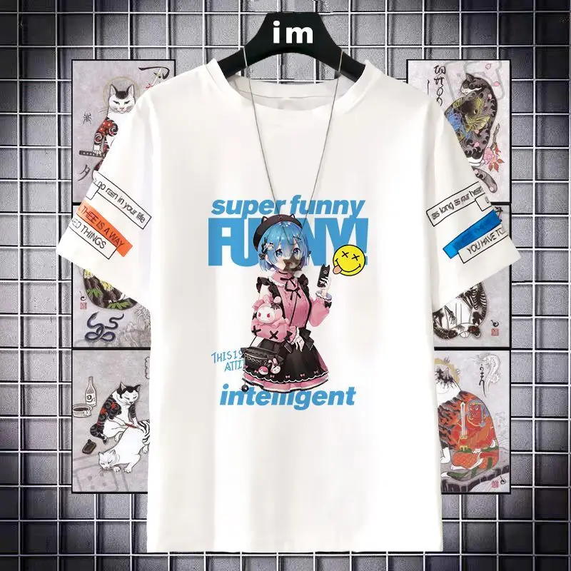 

Re:Zero Starting Life In Another World Merchandise Short Sleeve T-Shirt Rem Ram Anime Top For Men And Women