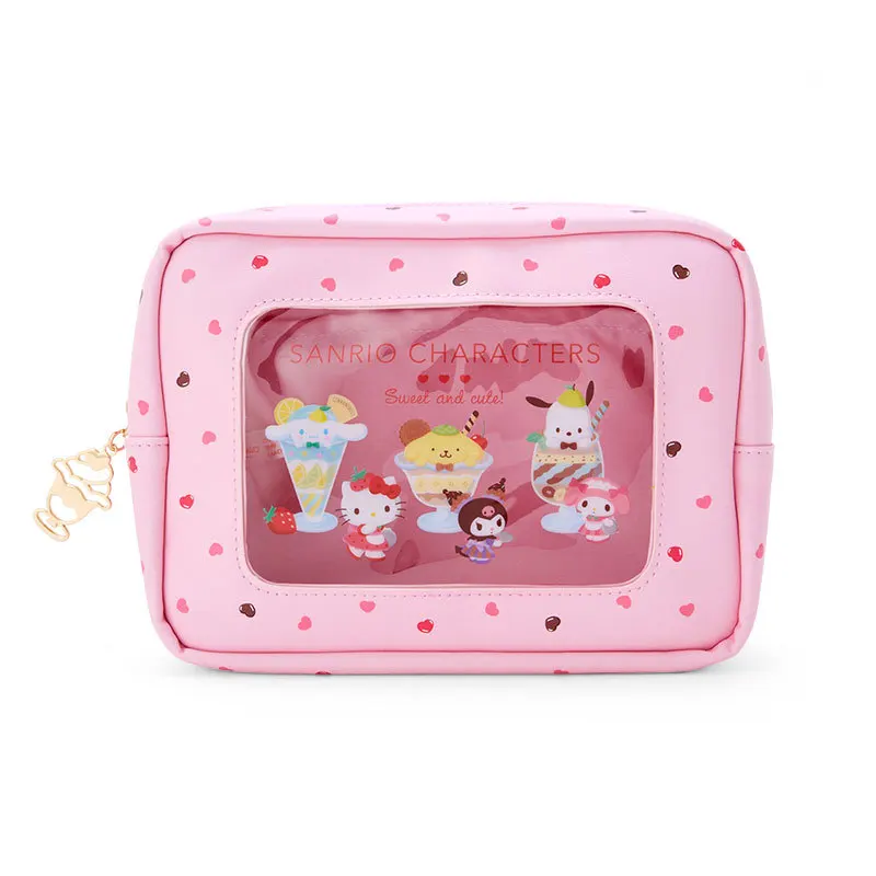 Kawaii My Melody Kuromi Hello Kitty Pvc Ice Cream Cartoon Cosmetic Bag Anime Sanrio Girl Heart Cute Waterproof Storage Bag