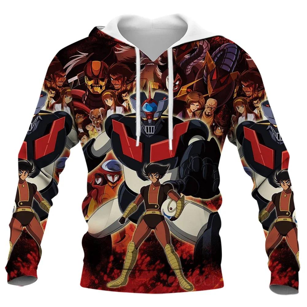 2024 New 3D Printed Sweatshirt Anime Mazinger Z Hoodies Robot Design Drawings Hoodie Men Women Fashion Harajuku Boy Kid Clothing