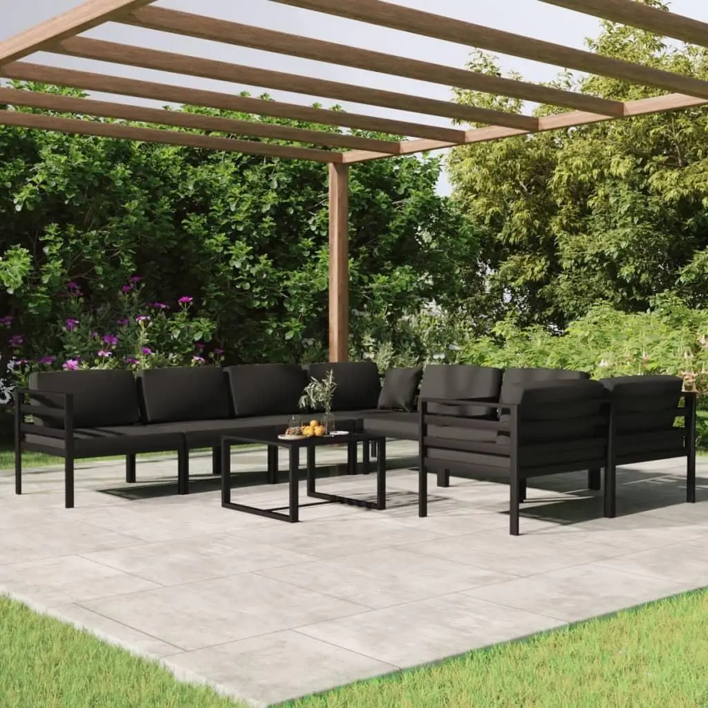 

9-Piece Aluminum Patio Lounge Set with Cushions - Stylish Anthracite Outdoor Furniture