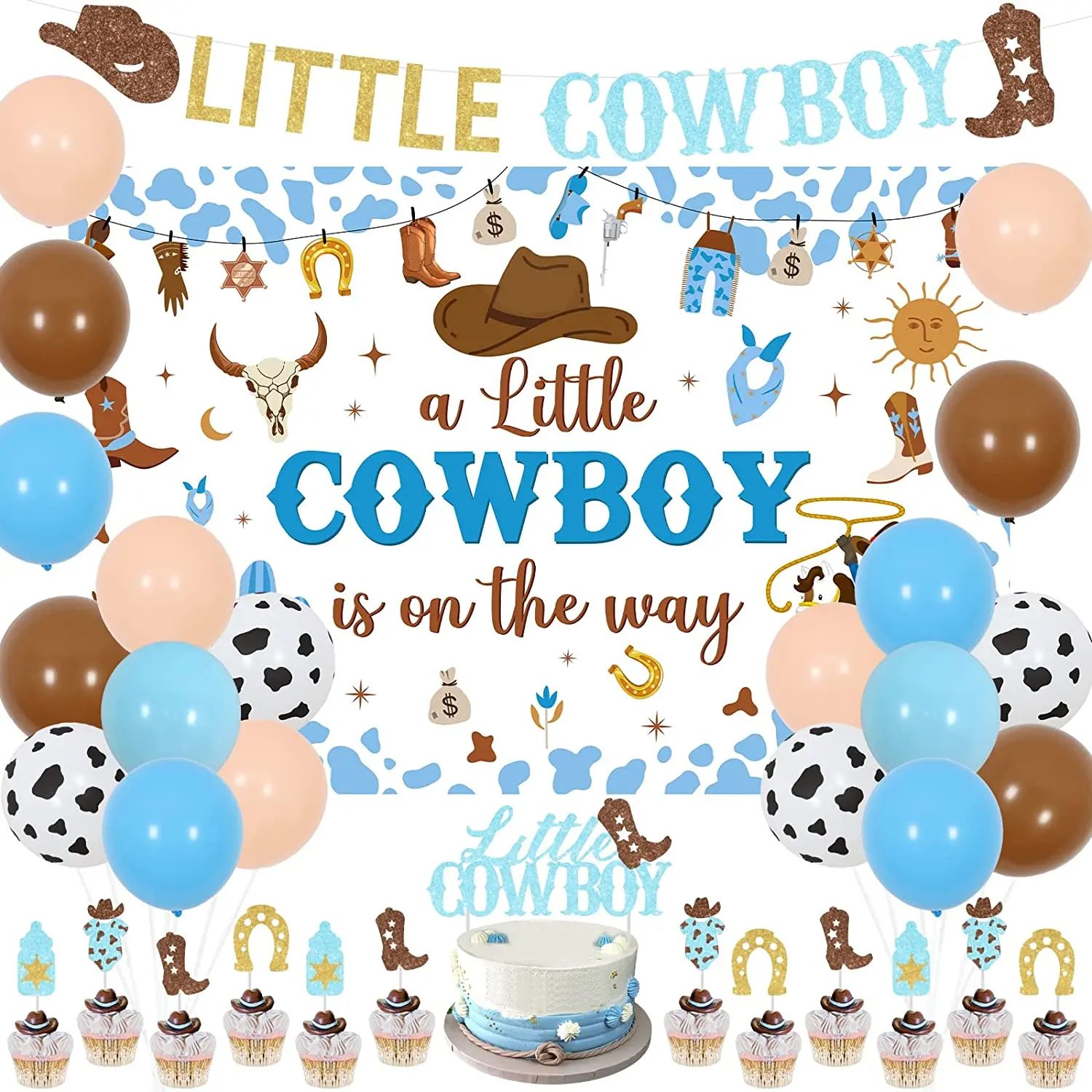 

Cheereveal Little Cowboy Baby Shower Decorations A Little Cowboy Is on The Way Backdrop for Boys Western Baby Shower Supplies